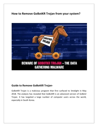 How to Remove GoBotKR Trojan from your system?
