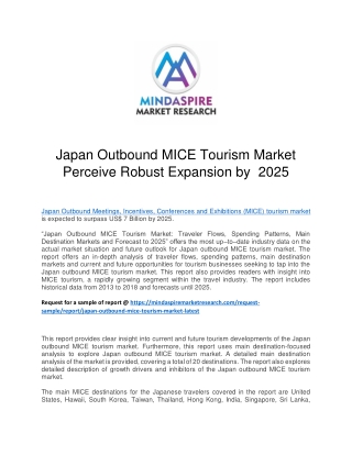 Japan Outbound MICE Tourism Market Perceive Robust Expansion by 202J