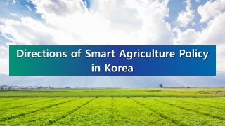 Directions of Smart Agriculture Policy in Korea