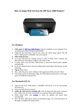 How to Setup Web Services for HP Envy 5660 Printer?