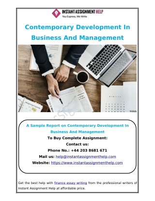 Contemporary Development In Business And Management