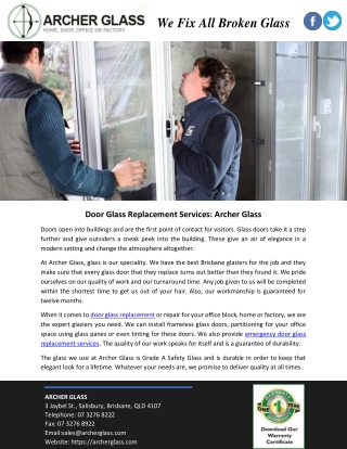 Door Glass Replacement Services: Archer Glass