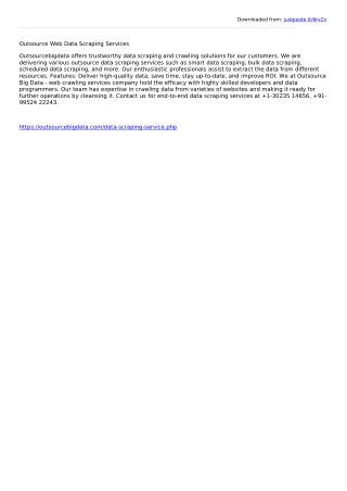 Outsource Web Data Scraping Services