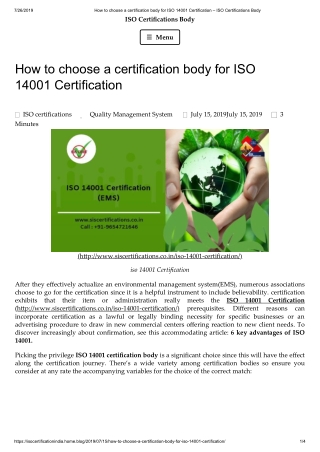 How to choose a certification body for ISO 14001 Certification (EMS)?