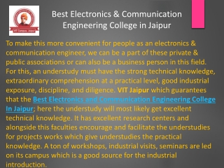 Best Electronics & Communication Engineering College in Jaipur