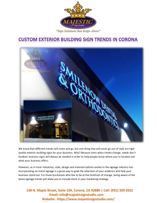 Custom Exterior Building Sign Trends In Corona