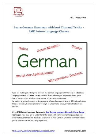 Learn German Grammar with best Tips and Tricks – SMK Future Language Classes