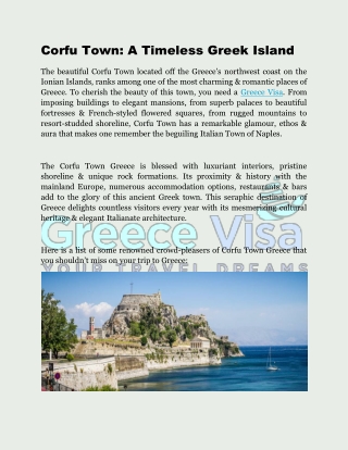 Visit the Ancient Corfu Town Greece with Greece Visa