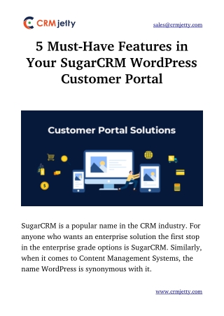 5 Must-Have Features in Your SugarCRM WordPress Customer Portal