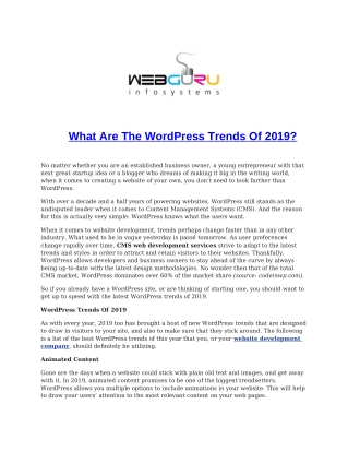 What Are The WordPress Trends Of 2019?