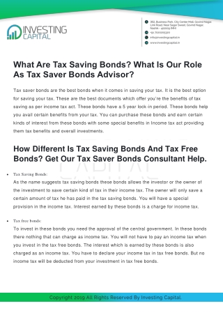 Tax Saver Bonds Advisor In Nashik | Tax Saver Bonds Consultant Near Me