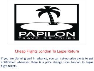 Cheap Flights London To Lagos Return