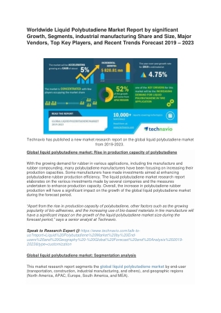 Worldwide Liquid Polybutadiene Market Share, Industry Growth, Size Estimation, Emerging Trends, Future Demand, and Regio