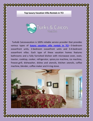 luxury vacation villa rentals in TCI