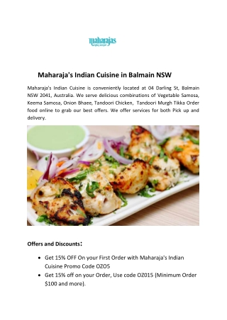 25% Off -Maharaja's Indian Cuisine-Balmain - Order Food Online<