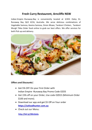 5% Off - Fresh Curry Restaurant-Arncliffe - Order Food Online