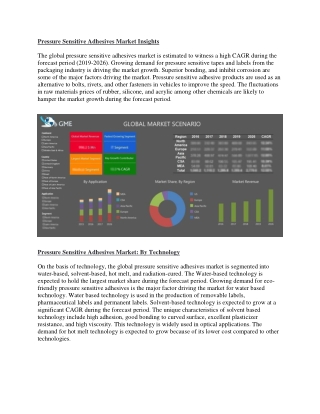 Global Pressure Sensitive Adhesives Market Size, Trends & Analysis – Forecasts to 2026