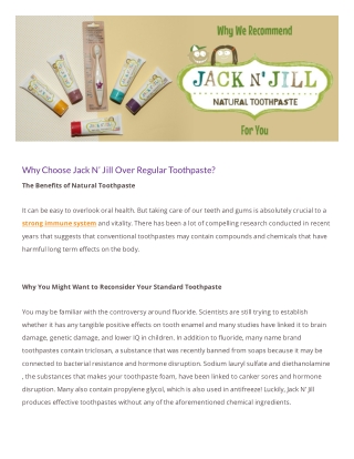 Why Choose Jack N’ Jill Over Regular Toothpaste?