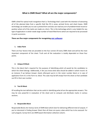 What is OMR Sheet? What all are the major components?