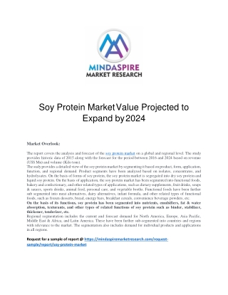 Soy Protein Market Value Projected to Expand by 2024