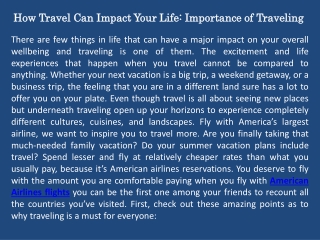 How Travel Can Impact Your Life: Importance of Traveling