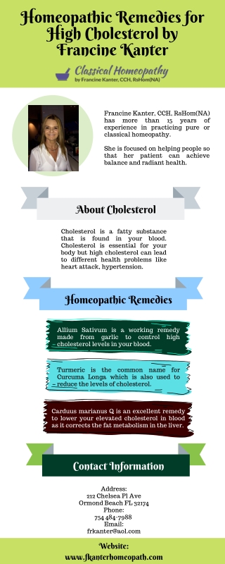 Homeopathic Remedies for High Cholesterol by Francine Kanter