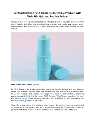 Get Started Using TULA Skincare’s Incredible Products with Their Skin Quiz and Routine Builder