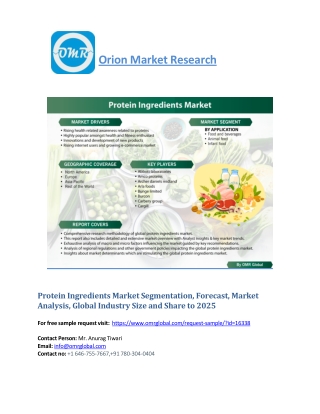 Protein Ingredients Market: Global Industry Growth, Market Size, Market Share and Forecast 2018- 2023