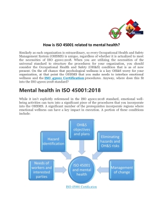 How is ISO 45001 Certification related to mental health