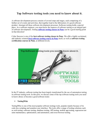 Top Software testing tools you need to know about it.