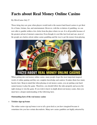 Facts About Real Money Online Casino
