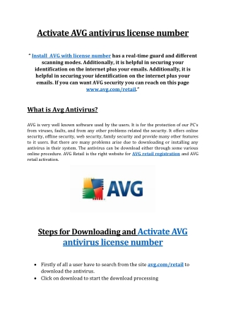 Activate AVG antivirus license number