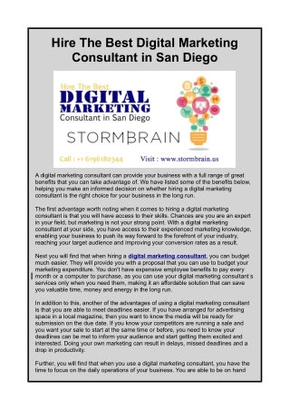 Hire The Best Digital Marketing Consultant in San Diego