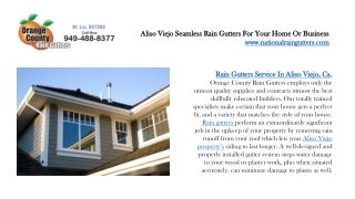 Aliso Viejo Seamless Rain Gutters For Your Home Or Business