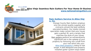 Aliso Viejo Seamless Rain Gutters For Your Home Or Business