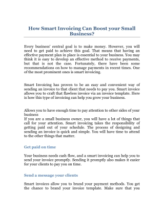 How Smart Invoicing Can Boost your Small Business?