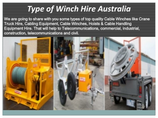 Type of Winch Hire Australia