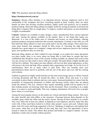 Why purchase statewide filing cabinets