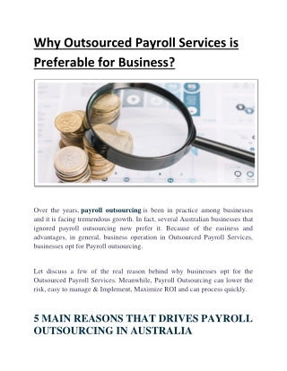 Why Outsourced Payroll Services is Preferable for Business?