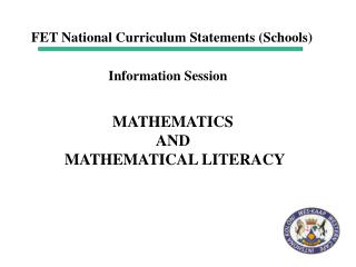 MATHEMATICS AND MATHEMATICAL LITERACY