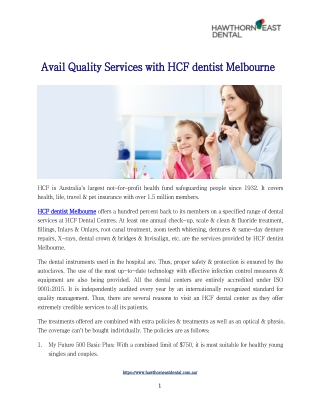 Avail Quality Services with HCF dentist Melbourne