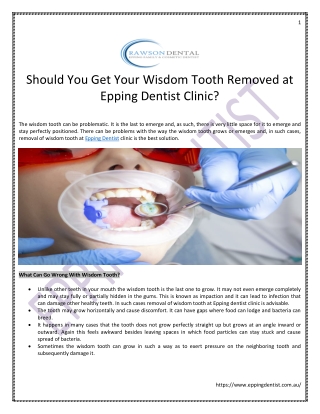 Should You Get Your Wisdom Tooth Removed at Epping Dentist Clinic?