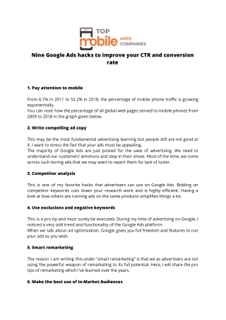 Nine Google Ads hacks to improve your CTR and conversion rate