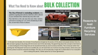 Reasons to Avail Furniture Recycling Services