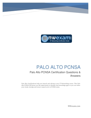 [Latest] Palo Alto PCNSA Certification Questions & Answers