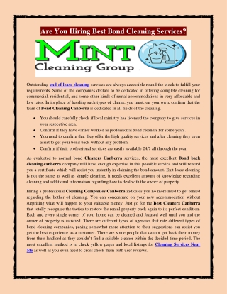 Are You Hiring Best Bond Cleaning Services?