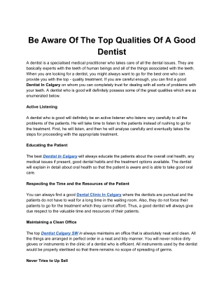 Be Aware Of The Top Qualities Of A Good Dentist