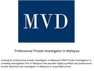 Professional Private Investigator in Malaysia