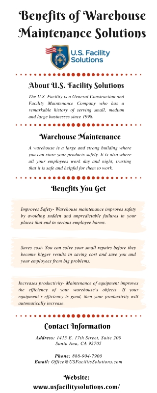 Benefits of Warehouse Maintenance Solutions by USFS