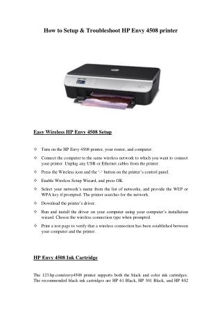 How to Setup & Troubleshoot HP Envy 4508 Printer